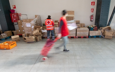 Dispositiu de la Creu Roja, durant un dispositiu de la pandèmia/ Roger Benet